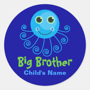 Sjabloon - Aangepaste Octopus Big Brother Child Ronde Sticker