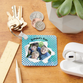 Sjabloon Aangepaste papiercentrale foto blauwe Sti Sleutelhanger