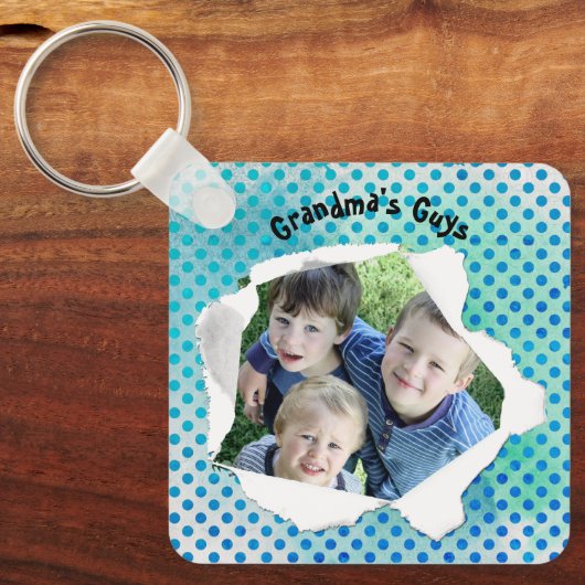 Sjabloon Aangepaste papiercentrale foto blauwe Sti Sleutelhanger (Voorkant)