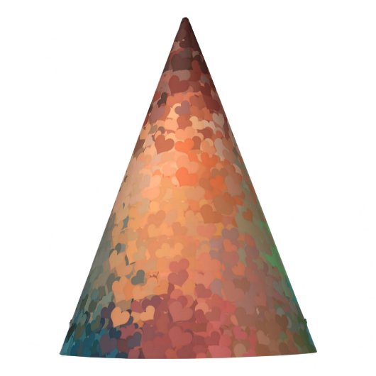 Sjabloon Aangepaste partij kleurrijke harten Feesthoedjes (Voorkant)