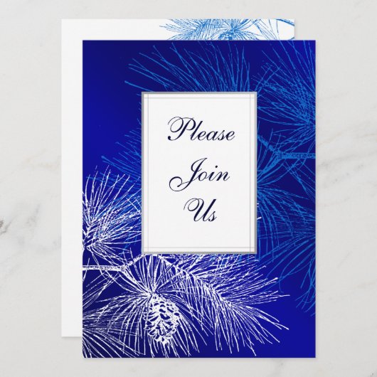 Sjabloon Aangepaste uitnodiging voor blauwe en wit (Voorkant / Achterkant)