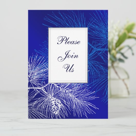 Sjabloon Aangepaste uitnodiging voor blauwe en wit (Staand voorkant)