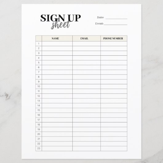 Sjabloon aanmeldingsformulier (Voorkant)