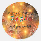 Sjabloon - Aanpassen Golden Christmas Ronde Sticker (Voorkant)