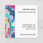 Sjabloon abstracte acrylverf penseel lijnstreken vierkante visitekaartje (Achterkant)