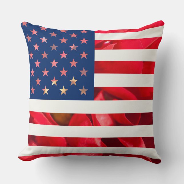 Sjabloon Amerikaanse rode rozen vlag Kussen (Voorkant)