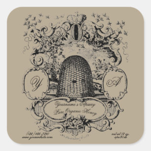 Sjabloon Antiek bijenkast Cartouche Honey Label