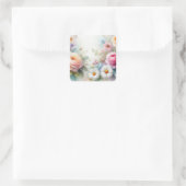 Sjabloon Aquarel Bloemen Voeg Uw Tekst Toe Vierkante Sticker (Tas)