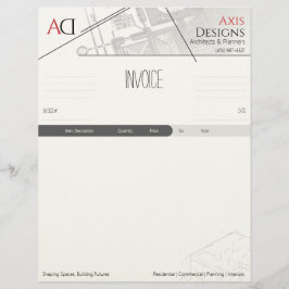 Sjabloon architectenfactuur met blauwdrukontwerp briefhoofd