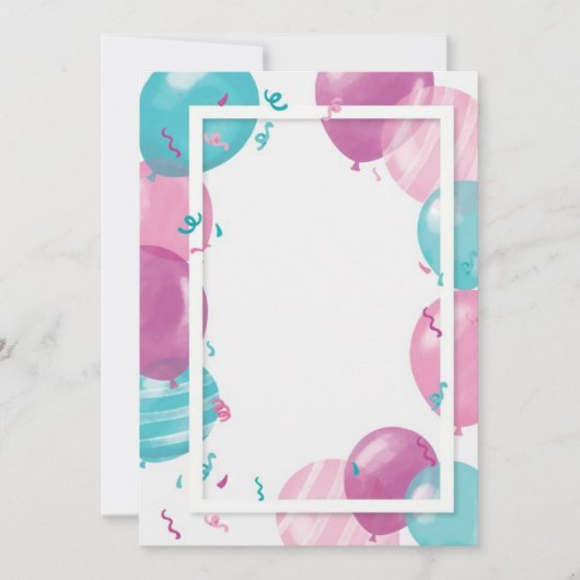 Sjabloon baby shower ballonnen kaart (Voorkant)