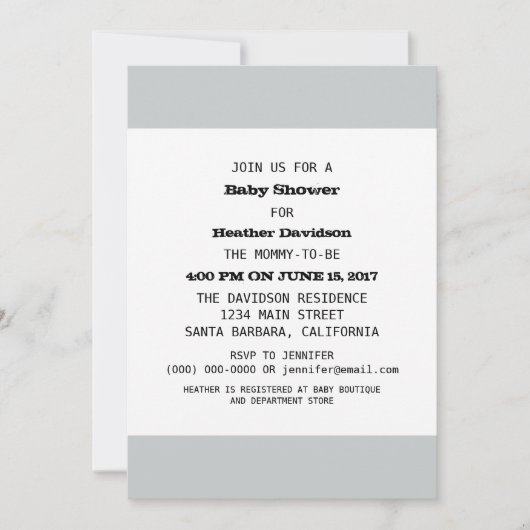 Sjabloon baby shower partij kaart (Voorkant)