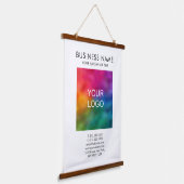 Sjabloon Bedrijf Logo Tekst Promotie Hangend Wandkleed (Gebogen)