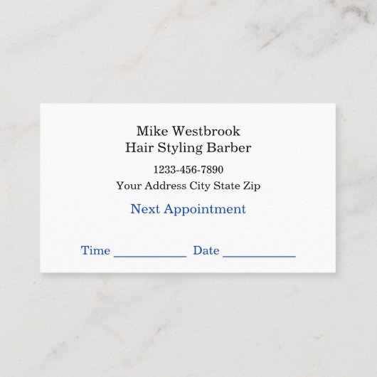 Sjabloon bedrijfskaart voor Barber Shop Appointing Visitekaartje (Achterkant)