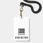 Sjabloon Beveiligingsfoto-Logo zwart-wit Badge (Achterkant met koord)