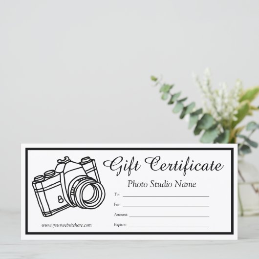 Sjabloon bewerkbaar fotografisch cadeaubon (Staand voorkant)