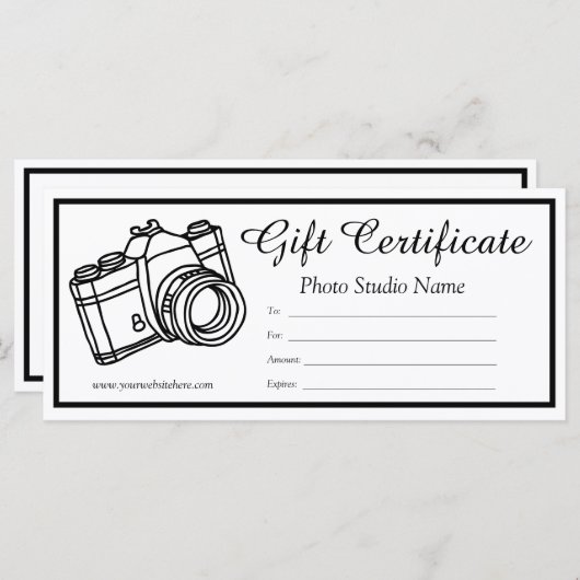 Sjabloon bewerkbaar fotografisch cadeaubon (Voorkant / Achterkant)