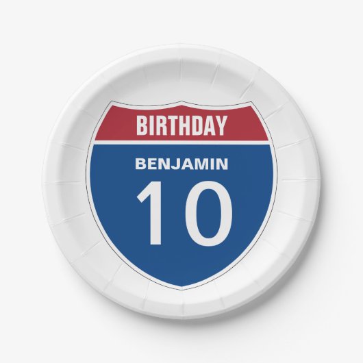 Sjabloon BIRTHDAY INTERSTATE DESIGN Papieren Bordje (Voorkant)