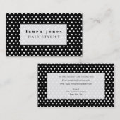Sjabloon Black and White Polka Dots Hair Stylist Visitekaartje (Voorkant / Achterkant)