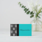 Sjabloon Black Damask Visitekaartje Blue (Staand voorkant)