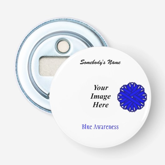 Sjabloon blauw lagebloed door Kenneth Yoncich Button Flesopener (Voorkant)