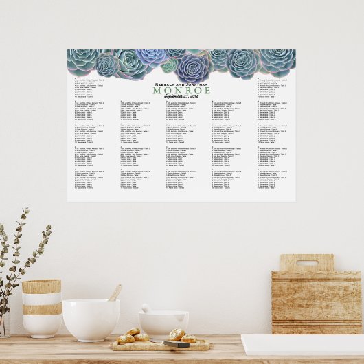 Sjabloon blauwe groene slagkaarten poster (Keuken)