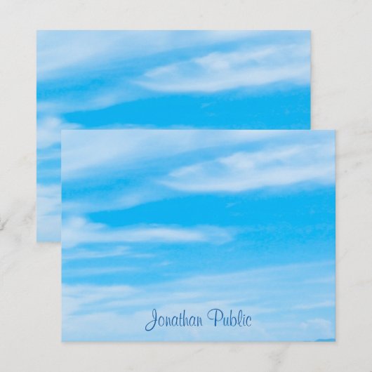 Sjabloon Blauwe hemel witte wolken met handschrift (Voorkant / Achterkant)