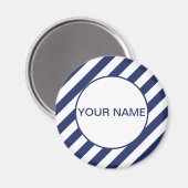 Sjabloon blauwe striped naam magneet (Voorkant / Achterkant)