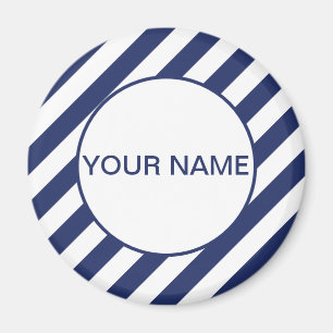 Sjabloon blauwe striped naam magneet