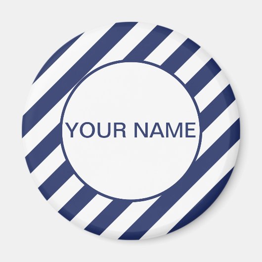 Sjabloon blauwe striped naam magneet (Voorkant)