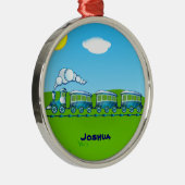Sjabloon blauwe trein metalen ornament (Rechts)
