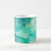 Sjabloon Blauwgroen Groene Waterverf Aangepaste Na Koffiemok (Center)