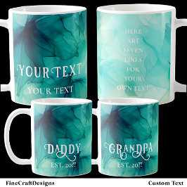 Sjabloon Blauwgroen Groene Waterverf Aangepaste Na Koffiemok