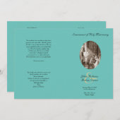 Sjabloon blauwgroen katholieke vouwweduwenprogramm kaart (Voorkant / Achterkant)