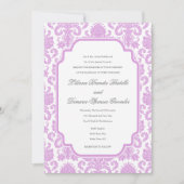 Sjabloon Bleke Plum Wedding Damask Border Kaart (Voorkant)