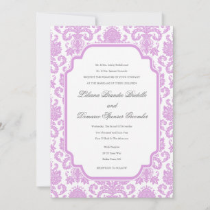 Sjabloon Bleke Plum Wedding Damask Border Kaart