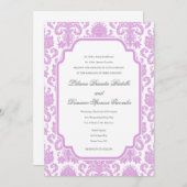 Sjabloon Bleke Plum Wedding Damask Border Kaart (Voorkant / Achterkant)
