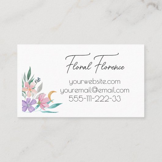 Sjabloon Bloemist Bloempastel Visitekaartje (Achterkant)