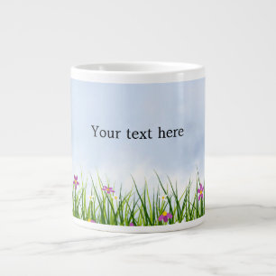 Sjabloon, Blue Sky en zomerbloemen, Grote Koffiekop