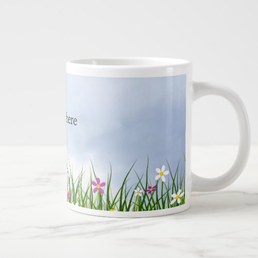 Sjabloon, Blue Sky en zomerbloemen, Grote Koffiekop (Rechts)