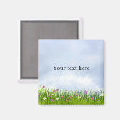 Sjabloon, Blue Sky en zomerbloemen, Magneet (Voorkant / Achterkant)