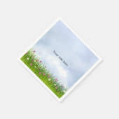 Sjabloon, Blue Sky en zomerbloemen, Servet (Hoek)