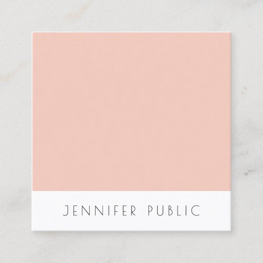 Sjabloon Blush Pink White Simple Elegant Vierkante Visitekaartje (Voorkant)