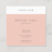 Sjabloon Blush Pink White Simple Elegant Vierkante Visitekaartje (Achterkant)