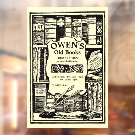 Sjabloon  boekenbibliotheek  boekwinkel raamsticker (Vel 2)