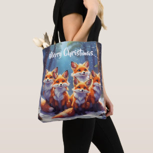 Sjabloon Boodschappentas Mooie Vossen In Een Besne Tote Bag