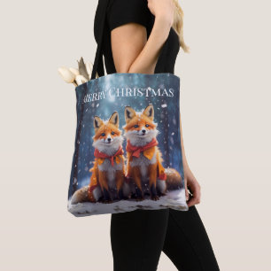 Sjabloon Boodschappentas Mooie Vossen In Een Besne Tote Bag