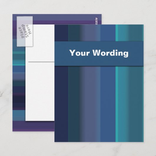 sjabloon briefkaarten - aanpasbare blauwe strepen (Voorkant / Achterkant)