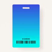 Sjabloon Bright Aqua Blue Ombre Logo Barcode ID Badge (Achterkant)