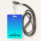 Sjabloon Bright Aqua Blue Ombre Logo Barcode ID Badge (Achterkant met draagriem)