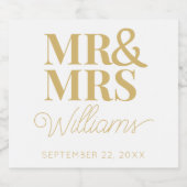 Sjabloon bruiloft gunst Mr. & Mrs Naam Eenvoudig M Sparkling Wijnetiket (Enkel label)